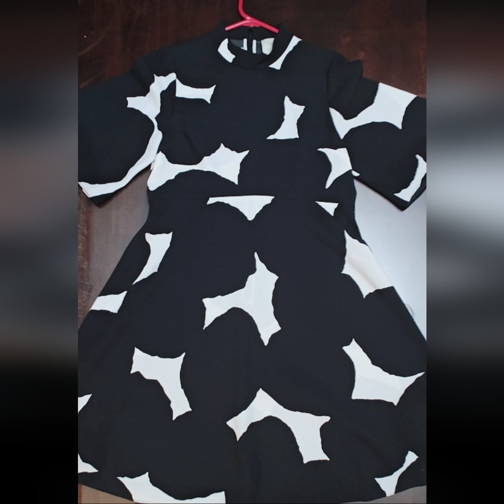Kate Spade Black and White Blotch Zippered Dress